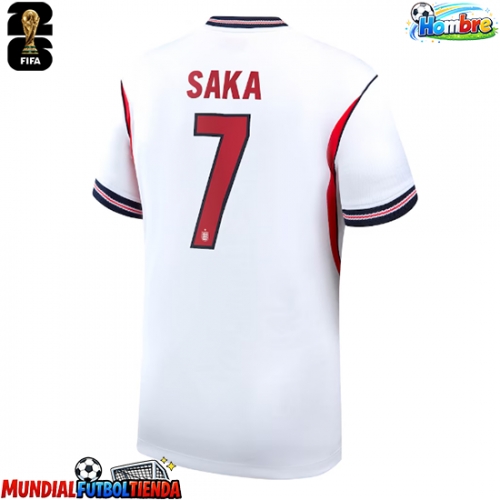 Camiseta Inglaterra Bukayo Saka #7 Primera Equipación Replica Mundial 2026 mangas cortas